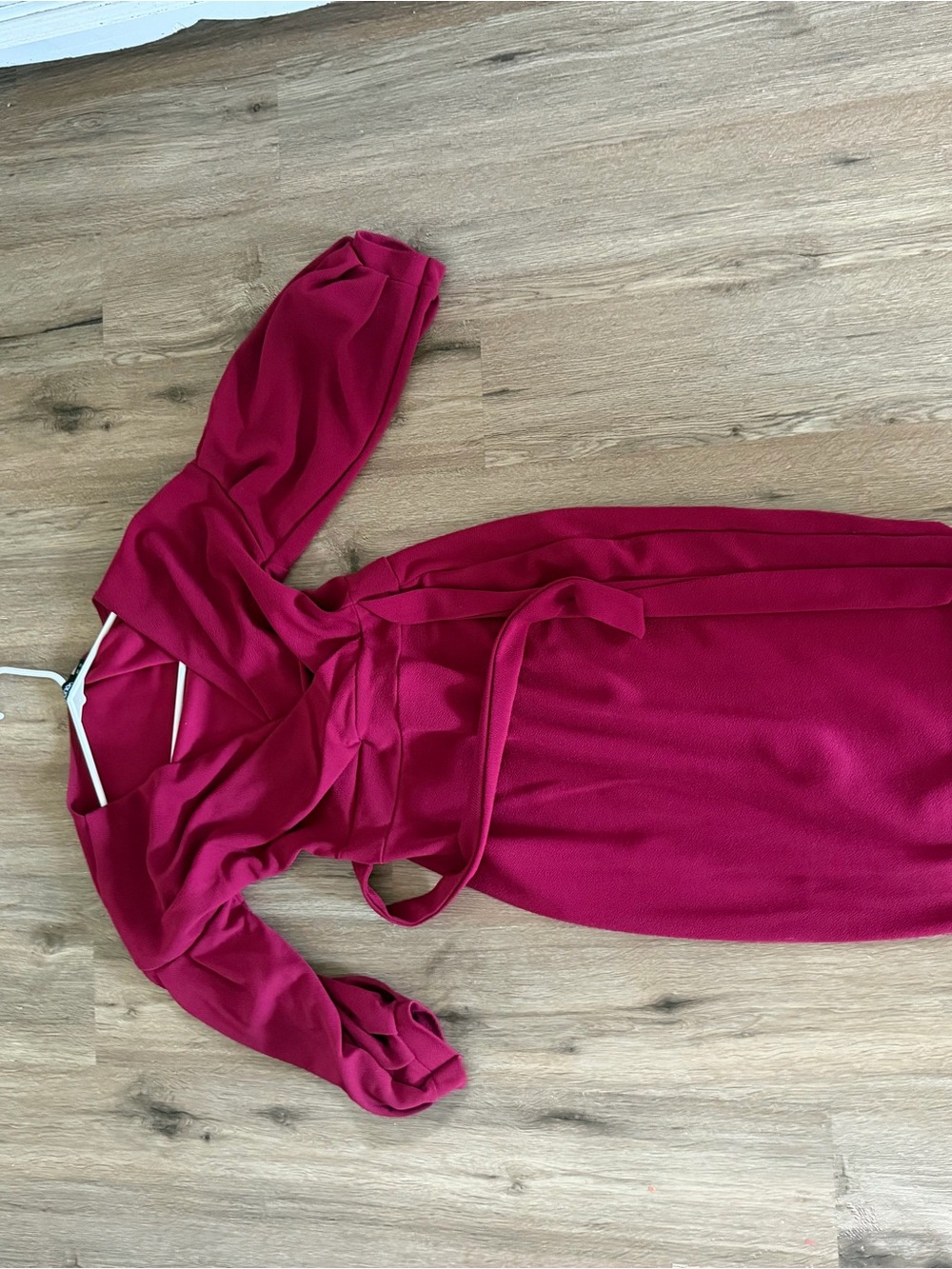 Boohoo Wine Midi Dress with Waist Tie